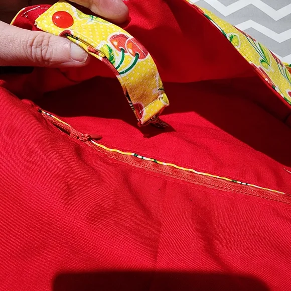 Handmade Cherry Print Yellow Red Crossbody Bag - Picture 3 of 5